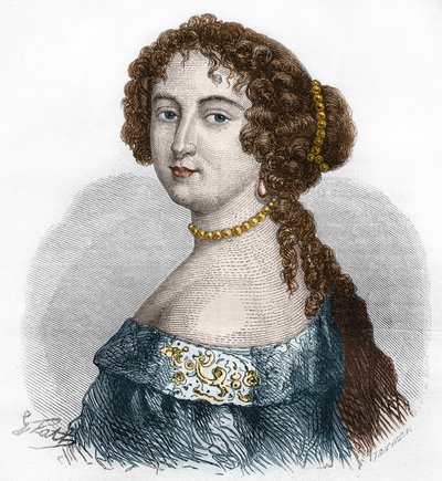 Portræt af Francoise Athenais (Francoise-Athenais) af Rochechouart Mortemart, Marquise de Montespan (eller Madame de Montespan) (1640-1707). Stik fra 1879. af French School