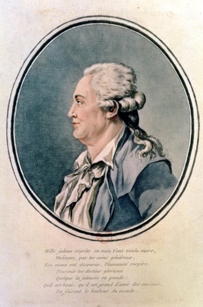 Portræt af Franz Anton Mesmer (1734-1815), den østrigske læge og grundlæggeren af Mesmerism (wc) af French School