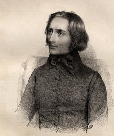 Portræt af Franz Liszt (1811-86) ungarsk klavervirtuos og komponist af French School