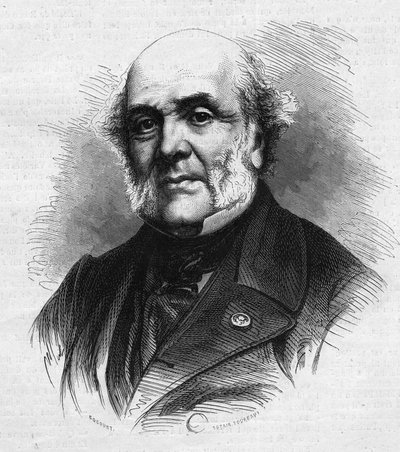 Portræt af Frederic Auguste Demetz (1796-1873), fransk advokat, grundlægger af landbrugskolonien og fængsel i Mettray, der havde til hensigt at rehabilitere unge kriminelle. Indgravering i "" Le Monde Illustré"" nr. 866 af 15. november af French School