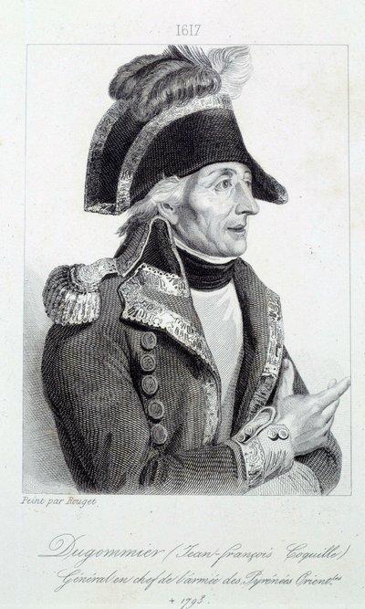Portræt af general Dugommier (1738-1794) chef for de nationale garder på Martinique i 1790 Indgravering af det 19. århundredes Chartres musee des Beaux Arts af French School