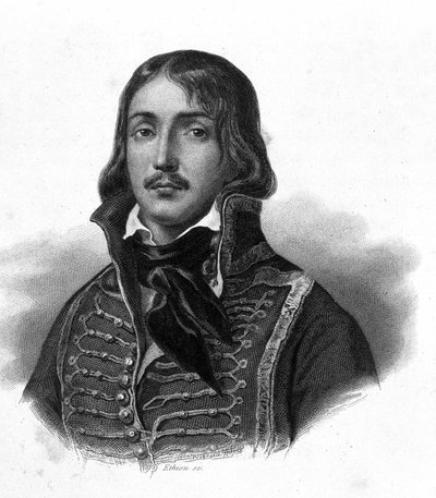 Portræt af general Francois Severin Marceau Desgraviers, dit Francois (1769 - 1796) - i "Revolution francaise" af Thiers. 19. århundrede af French School
