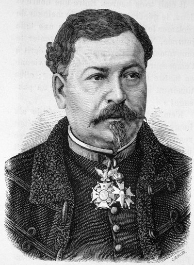 Portræt af general Jean Auguste Margueritte (1823 - 1870, død i slaget ved Sedan), far til Paul og Victor Margueritte - i "" Frankrigs historie"" af Henri Martin af French School