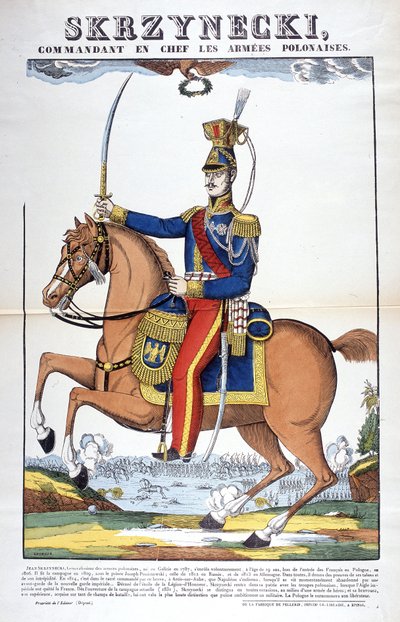 Portræt af general Jean Skrznecki, den øverstkommanderende for den polske hær, han meldte sig til Napoleonstropperne. Billede af Epinal af French School