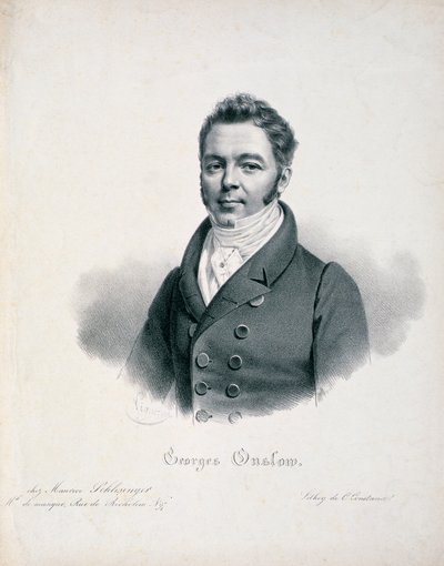 Portræt af George Onslow (1784-1853) indgraveret af C. Constance af French School