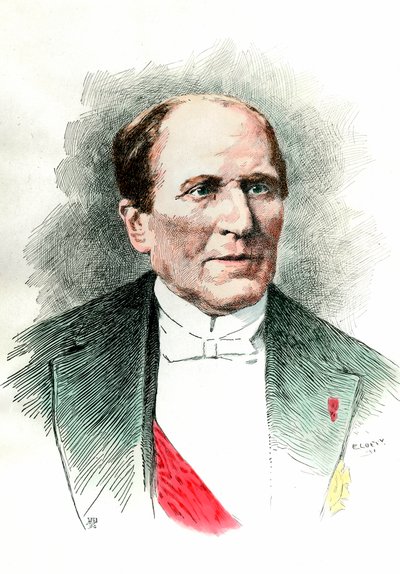 Portræt af Georges Eugene Haussmann kaldet Baron Haussmann (1809 - 1891) præfet af Seinen under det andet imperium. Indgravering af det 19. århundrede. Privat samling. af French School