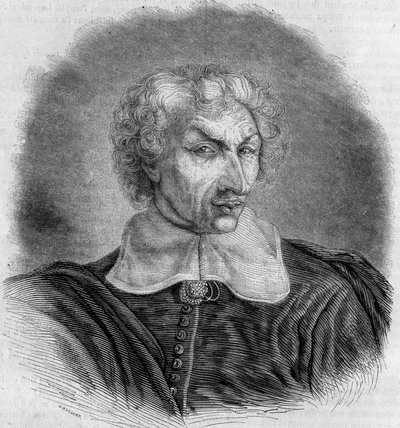 Portræt af Gui (Guy) Patin (1601-1672), fransk læge og forfatter. Gravering af Bocour i "" Le Magasin maleriske"" af French School