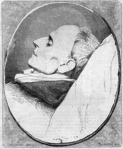 Portræt af Henri Lacordaire (1802-1861). Fransk præst og dominikaner på sit dødsleje. Indgravering i "" Le Monde Illustré"" nr. 243 af 7. december 1861. af French School