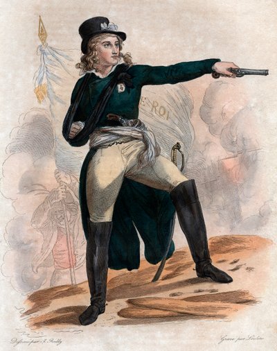 Portræt af Henri du Vergier (Verger), comte de La Rochejaquelein (1772-1794), general for den royalistiske vendéiske opstand (Krig i Vendée) under den franske revolution. af French School