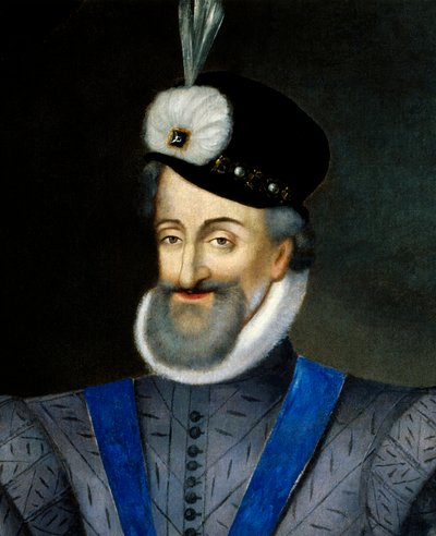 Portræt af Henrik IV (1553-1610) konge af Frankrig. Detalje. Anonymt fransk maleri fra det 17. århundrede. Olie på lærred. Mål: 0,95x1,13m. Obligatorisk omtale: Sully sur Loire, Chateau de Sully af French School