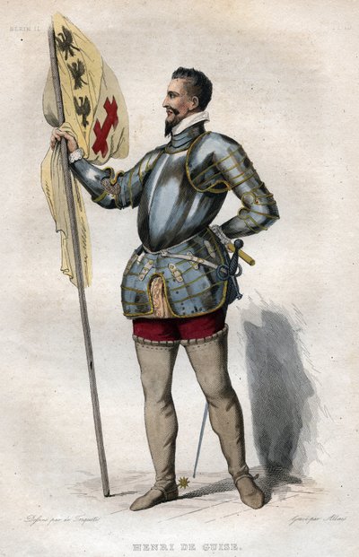 Portræt af Henrik I, hertug af Guise (1550-1588) kaldet "den arrede", illustration fra "" Le Plutarque Français"" af Edmond Mennechet af French School