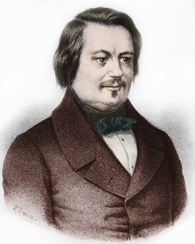 Portræt af Honore de Balzac (1799-1850), fransk forfatter. af French School