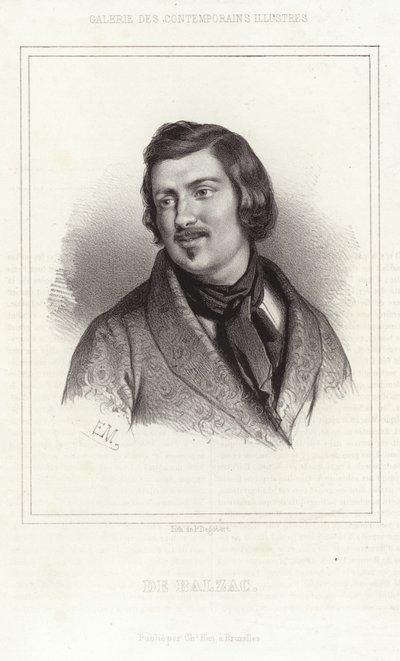 Portræt af Honoré de Balzac af French School