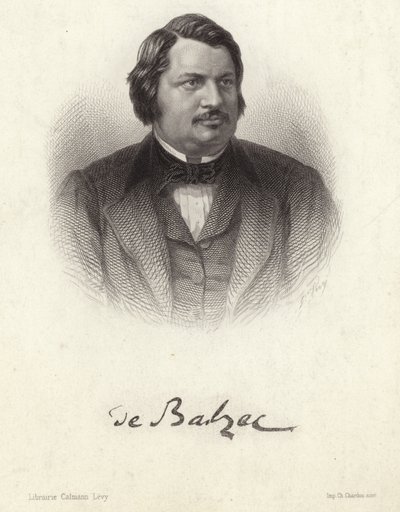 Portræt af Honoré de Balzac af French School