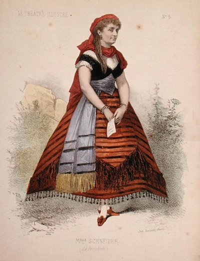 Portræt af Hortense Schneider (1833-1920) i rollen som La Perichole i operetten af samme navn af Jacques Offenbach (1819-90) illustration fra 