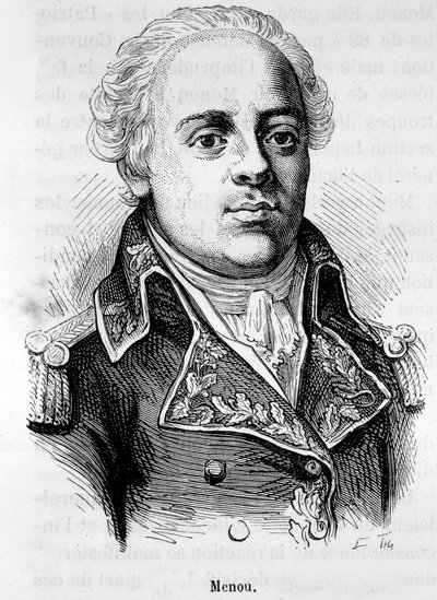 Portræt af Jacques Francois Menou, Baron de Boussay, fransk general (1750-1810) - i "" The History of France"" af Henri Martin af French School