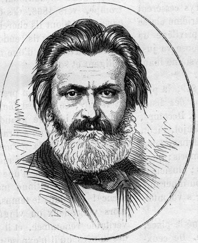Portræt af Jean Francois Soitoux (1816-1891), fransk billedhugger. Indgravering i "" Le Monde Illustré"" nr. 890 af 2. maj 1874. af French School