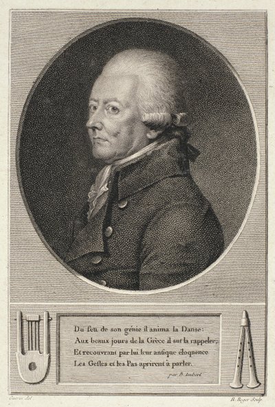 Portræt af Jean Georges Noverre (1727-1810) indgraveret af B. Roger af French School