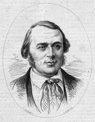 Porträt von Jean Louis Rodolphe Agassiz (1807-1873), amerikanischer Naturforscher. Gravur in "Le Monde Illustré" Nr. 872 vom 27. Dezember 1873 von French School