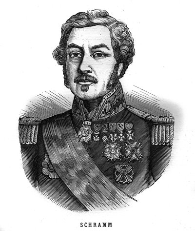 Portræt af Jean Paul Adam Schramm (1789-1884) fransk general. Indgravering i “Les Illustrations De L