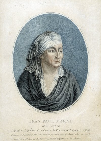 Muotokuva Jean Paul Maratista (1743-1793), ranskalaisesta lääkäristä, publicistista ja poliitikosta af French School