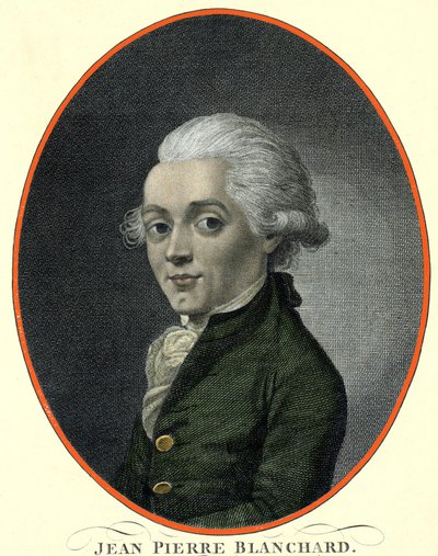 Portræt af Jean Pierre (Jean-Pierre) Blanchard (1753-1809), fransk aeronaute. af French School