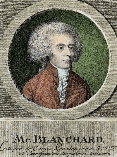 Portræt af Jean Pierre (Jean-Pierre) Blanchard (1753-1809), fransk aeronaute. af French School