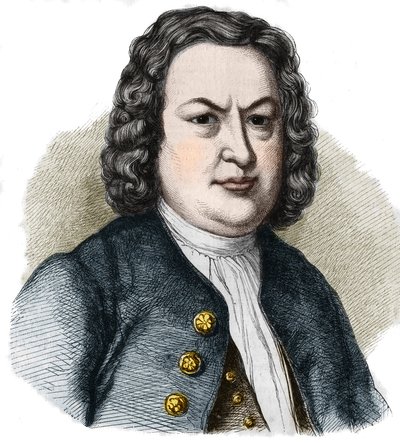 Portræt af Jean Sebastian (Johann Sebastian) Bach (1685-1750) tysk komponist. Stik fra 1858. af French School