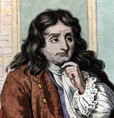 Portræt af Jean de La Fontaine (Lafontaine) (1621-1695), fransk fabulist og digter. af French School