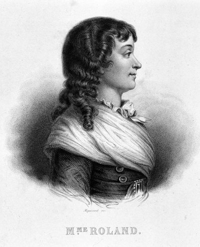 Portræt af Jeanne Marie eller Manon Philipon, Madame Roland (1754 - 1793) - i "" Revolution francaise"" af Thiers af French School