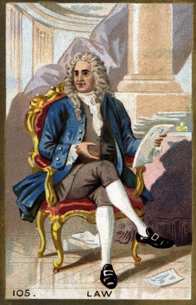 Portræt af John Law (1671-1729). Kromolitografi i slutningen af det 19. århundrede. af French School