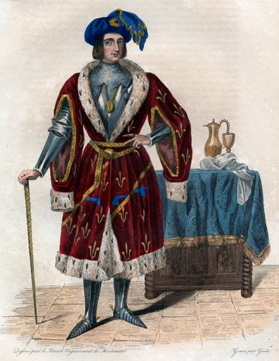 Portræt af John of Orleans, greve af Dunois (Bastard of Orleans) (1402-1468). af French School