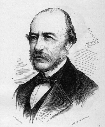 Portræt af Joseph Autran (1813-1877), fransk digter. Indgravering i "" Le Monde Illustré"" nr. 1040 af 17. marts 1877. af French School