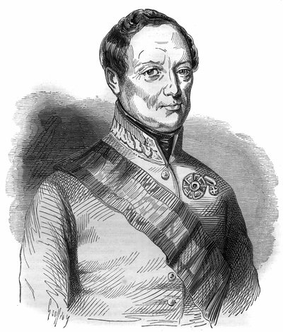 Portræt af Joseph Wenzel Radetzky von Radetz (eller grev Joseph Radetzky (1766-1858) østrigsk marskal Indgravering i "Historien om paver-konger-dronninger-og-kejsere gennem århundreder"" af Maurice Lachatre af French School