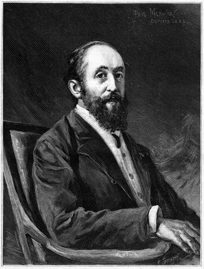 Portræt af Jules Claretie (1840-1913), fransk romanforfatter og medlem af det franske akademi mellem 1888 og 1913, i "" The Illustrous World" af French School