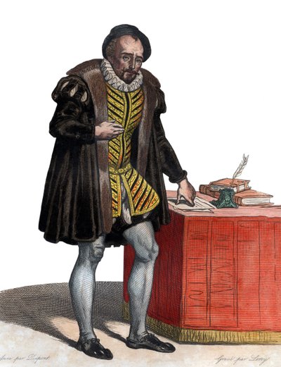 Portræt af Lord Michel Eyquem de Montaigne (1533-1592), fransk forfatter. af French School