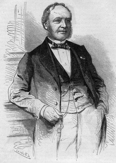 Portræt af Louis Christophe Francois Hachette (1800-1864), fransk redaktør. Indgravering i "" Le Monde Illustré"" nr. 383 af 13. august 1864. af French School