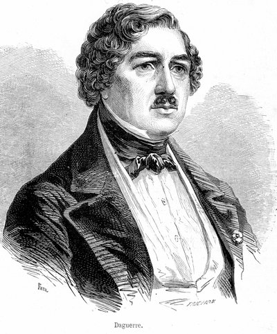 Portræt af Louis Daguerre - gravering af French School