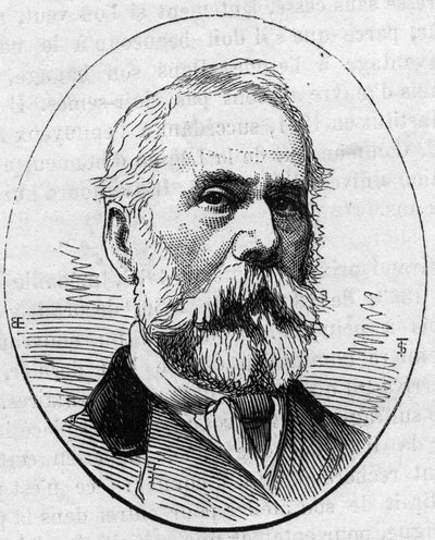 Portræt af Louis Francois (?) (1814-1888), fransk gravør. Indgravering i "" Le Monde Illustré"" nr. 890 af 2. maj 1874. af French School