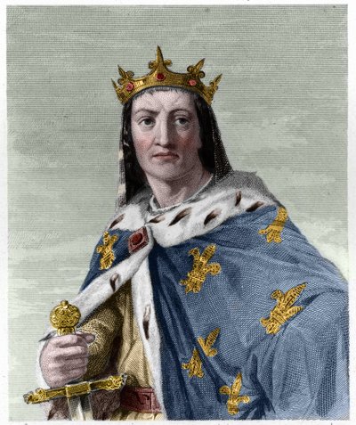 Portræt af Louis VIII (1187 - 1226), konge af Frankrig - i "" Histoire des Francais"" af Lavallee, gravering, sd. af French School