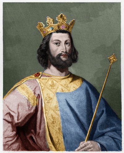 Portræt af Ludvig VII den Unge (1120 - 1180), konge af Frankrig - i "Histoire des Francais"" af Lavallee, stik, sd. af French School