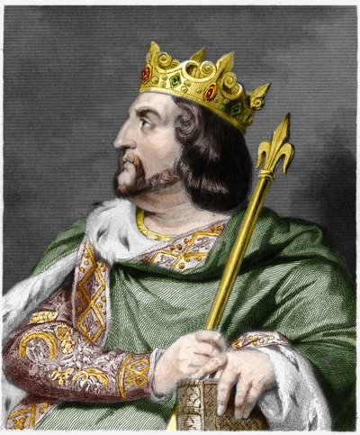 Portræt af Louis VI le Gros (1081 - 1137), konge af Frankrig - i "" Histoire des Francais"" af Lavallee, stik, sd. af French School