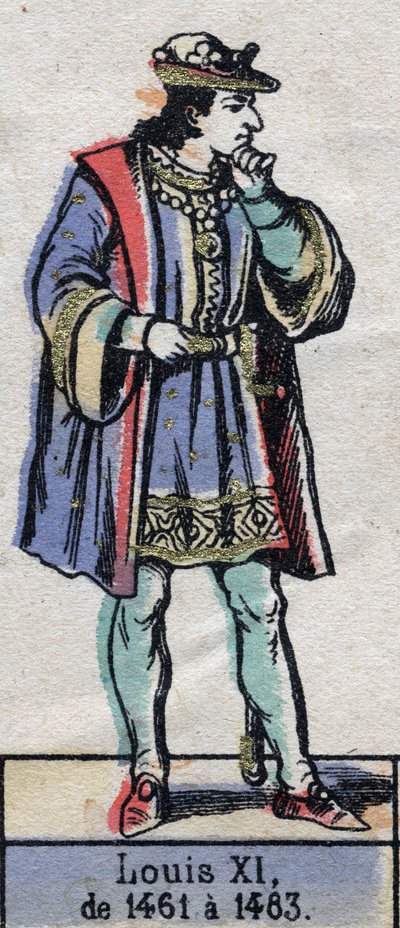 Portræt af Louis XI af Frankrig, kendt som den forsigtige (1423-1483) (capetianernes dynasti). Illustration slutningen af det 19. århundrede. af French School