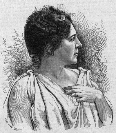 Portræt af Madame Agar (Marie Leonide Charvin, dit) (1836-1891), fransk komiker. Indgravering i "La gazette du dimanche" "af 21. november 1895. af French School