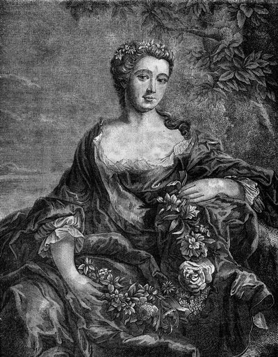 Portræt af Madame de Chateauroux, Marie-Anne de Mailly-Nesle (1717-1744), kong Ludvig XVs favorit. Indstik i "Prostitutionens og udskejelsens historie blandt alle verdens folkeslag fra oldtiden til i dag" af Dr. Th. -F. Debray. 1879. af French School