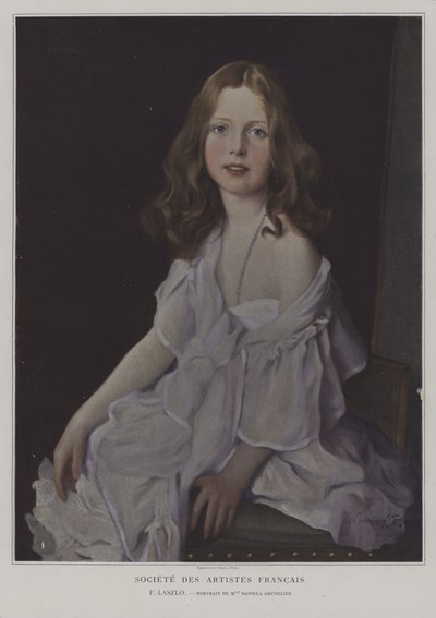 Portræt af Mademoiselle Daniela Grunelius (farve litho) af French School