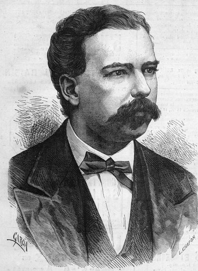 Portræt af Manuel Pardo (1834-1878), Perus præsident fra 1872 til 1876. Indgravering i "" Le Monde Illustré"" nr. 1132 af 7. december 1878. af French School