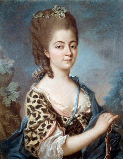 Portræt af Marie Aurora af Sachsen (1748-1821) bedstemor til forfatteren George Sand Maleri fra den franske skole i det 18. århundrede. af French School