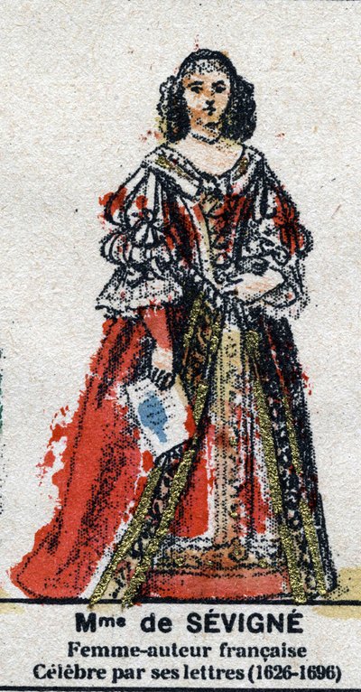 Portræt af Marie de Rabutin-Chantal (Rabutin Chantal), Marquise af Sevigne kendt som Madame de Sevigne (1626-1696). I "" Galeriede Kings and Queens of France og berømte karakterer fra 1643 til 1895"" Billede af epinal. af French School