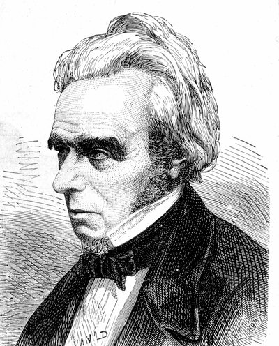 Portræt af Michel Faraday (1791 - 1867), britisk fysiker og kemiker - i "" Album of Science; berømte videnskabsmænd; Store opdagelser””” 1896. af French School